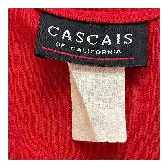 Women’s 90s Cascais of California Red & Black Abstract Floral Blouse – XL - Picture 6 of 9